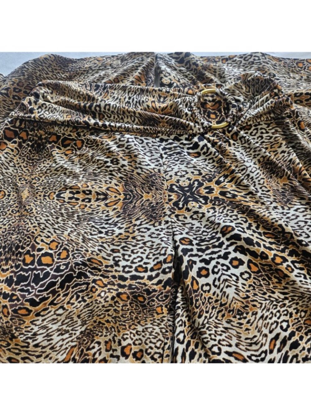 Robert Louis Bold Animal Print Wide Leg Pants Womens M Leopard Cheetah Palazzo - Picture 9 of 10